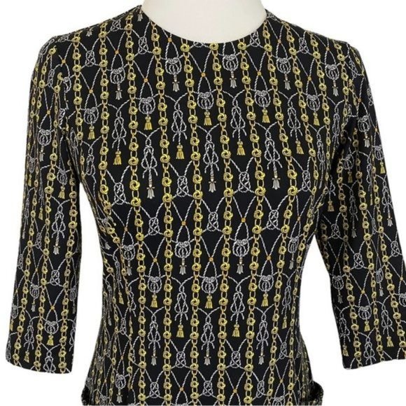 J. McLaughlin Rope Tassel Knot Chain Catalyst Dress Women's Size Medium Catalina - Picture 2 of 14